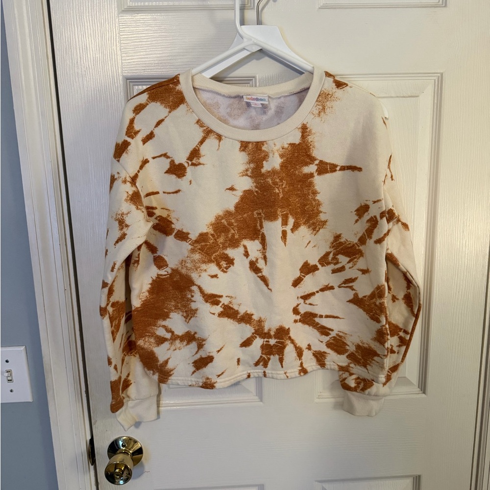 Lularoe Tie-Dye Sweatshirt in Cream and Brown